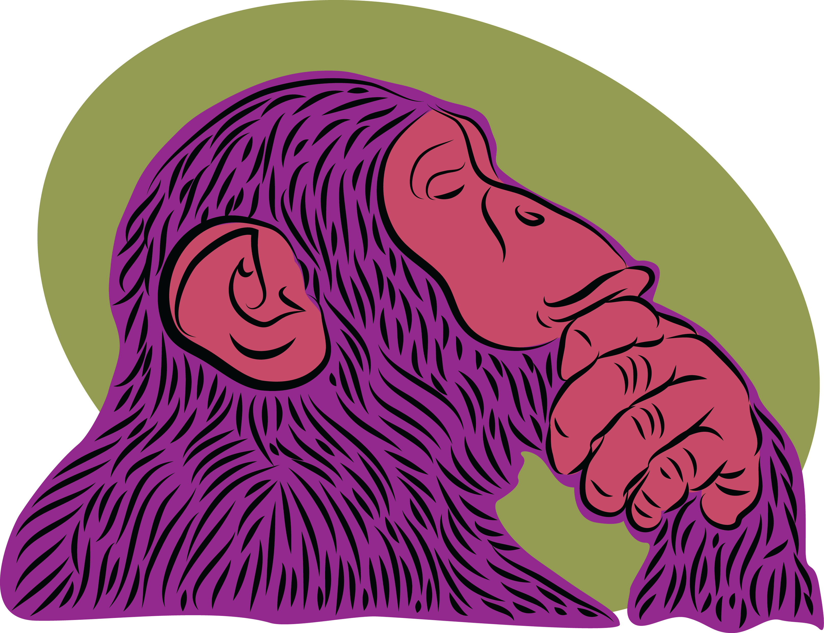 illustration of contemplative monkey by Sara Blinn